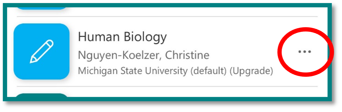 image of Human Biology app from list with 3 dots circled in red